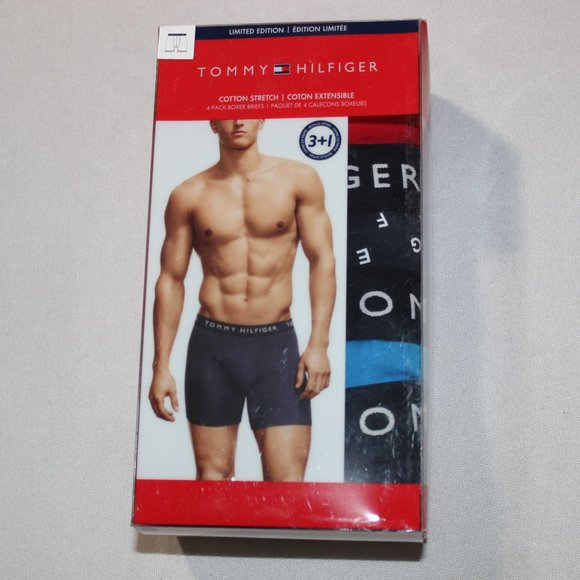 Tommy Hilfiger Men's Cotton Stretch Multi-Color Boxer Briefs 4-Pack Size Large - Picture 1 of 4
